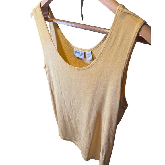 Chico's Travelers Light Yellow Scoop Neck Sleeveless Tank Top Sz XL - Picture 3 of 6